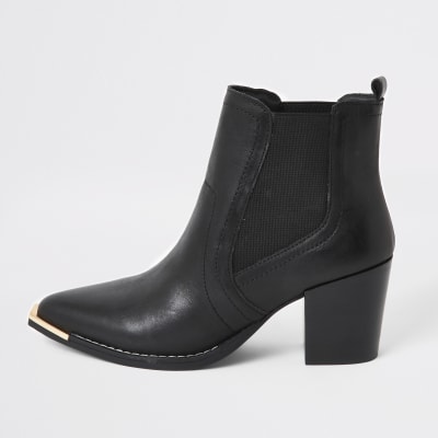 river island black leather ankle boots