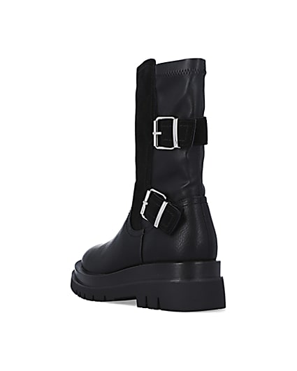 360 degree animation of product Black leather chunky ankle boots frame-7