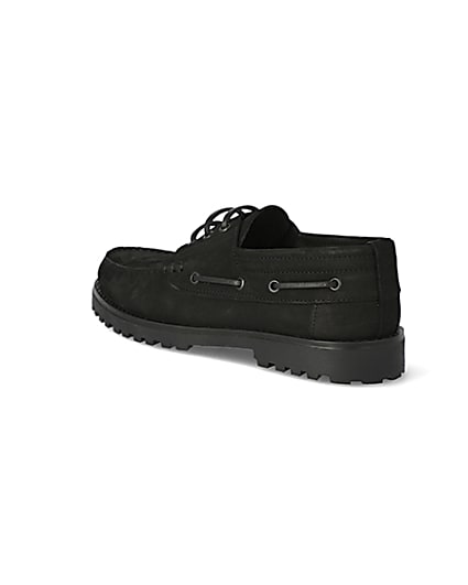 360 degree animation of product Black leather chunky boat shoes frame-6
