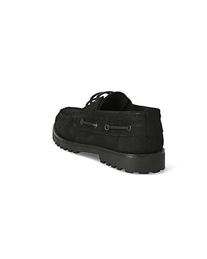 360 degree animation of product Black leather chunky boat shoes frame-7