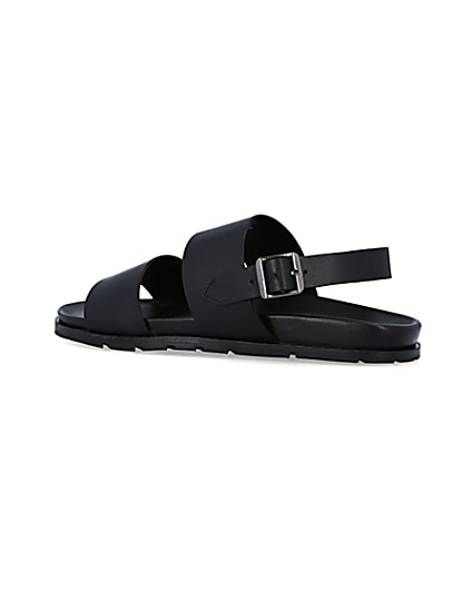 360 degree animation of product Black leather double strap sandals frame-5