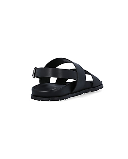 360 degree animation of product Black leather double strap sandals frame-11