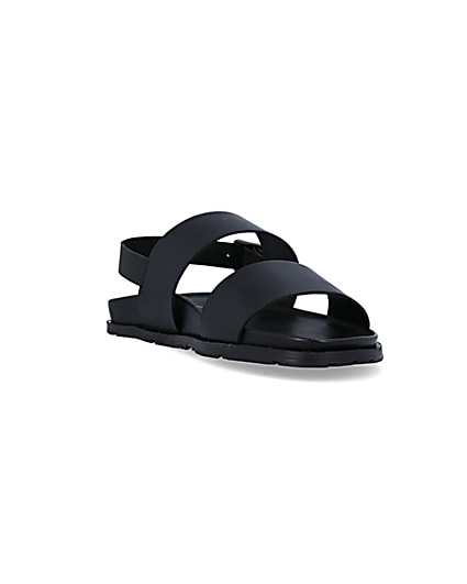 360 degree animation of product Black leather double strap sandals frame-19