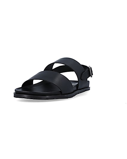 360 degree animation of product Black leather double strap sandals frame-23