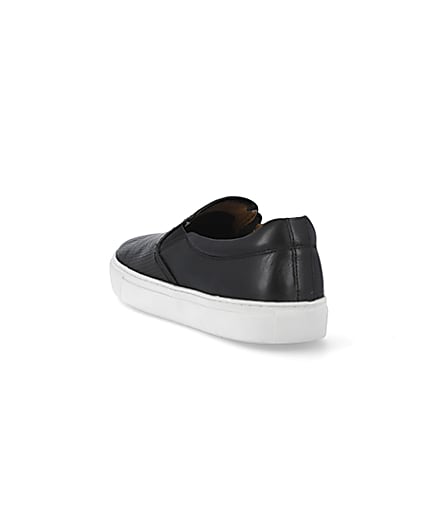 360 degree animation of product Black leather embossed slip on trainers frame-7