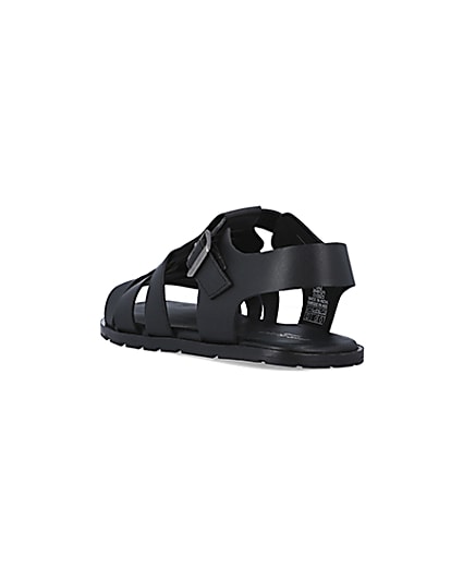 360 degree animation of product Black leather fisherman sandals frame-7