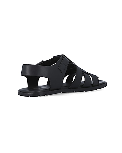 360 degree animation of product Black leather fisherman sandals frame-12