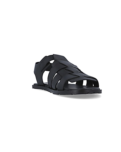 360 degree animation of product Black leather fisherman sandals frame-19