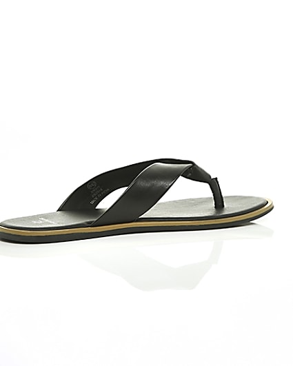 360 degree animation of product Black leather flip flop frame-11