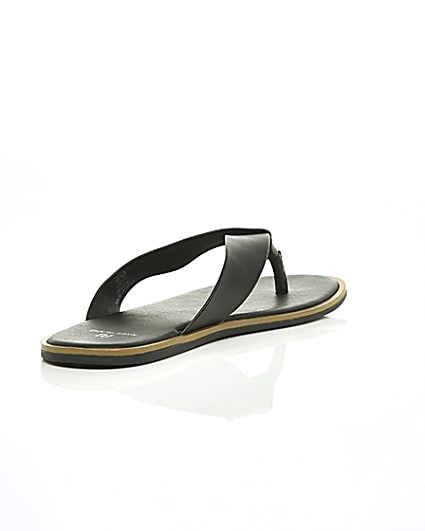 360 degree animation of product Black leather flip flop frame-13