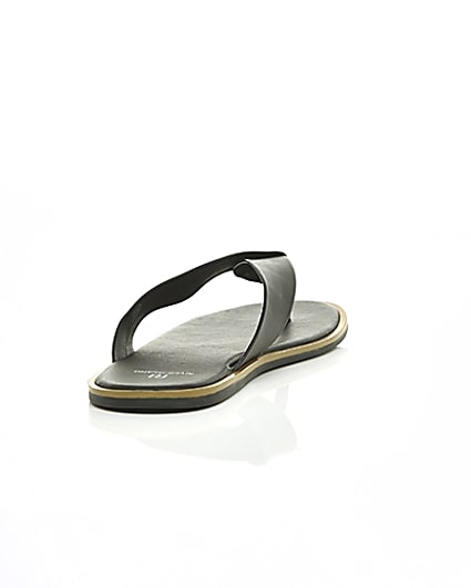 360 degree animation of product Black leather flip flop frame-14