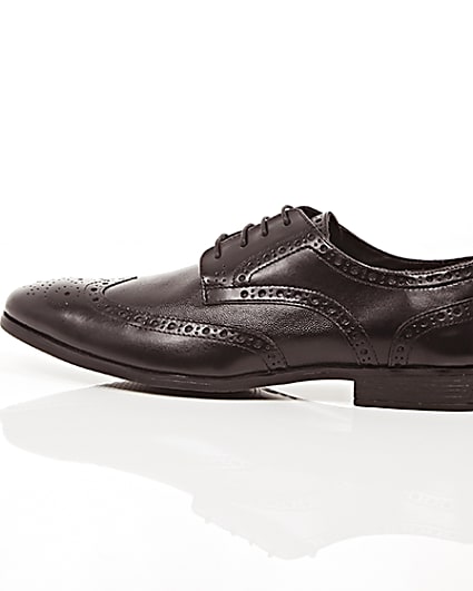 360 degree animation of product Black leather formal brogues frame-21