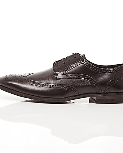 360 degree animation of product Black leather formal brogues frame-22