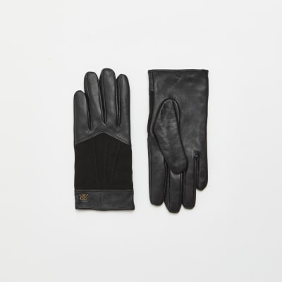 Black leather gloves | River Island