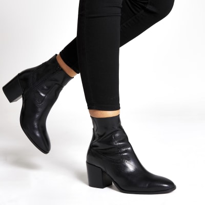 river island black leather boots