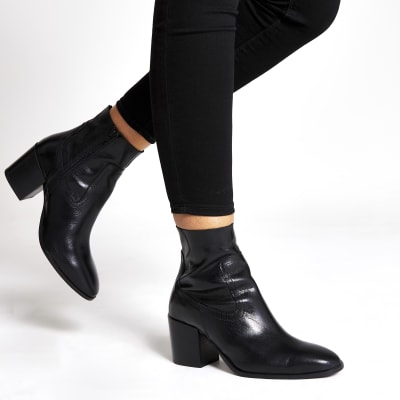 river island black leather ankle boots