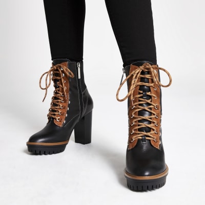 lace up hiker boots heel