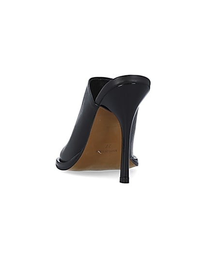 360 degree animation of product Black leather heeled mules frame-8