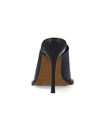 360 degree animation of product Black leather heeled mules frame-9