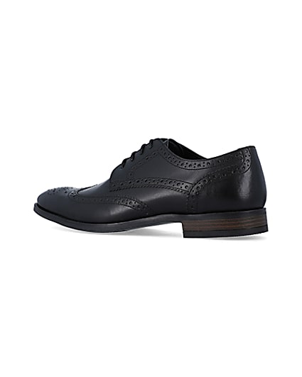 360 degree animation of product Black leather lace up brogue derby shoes frame-5