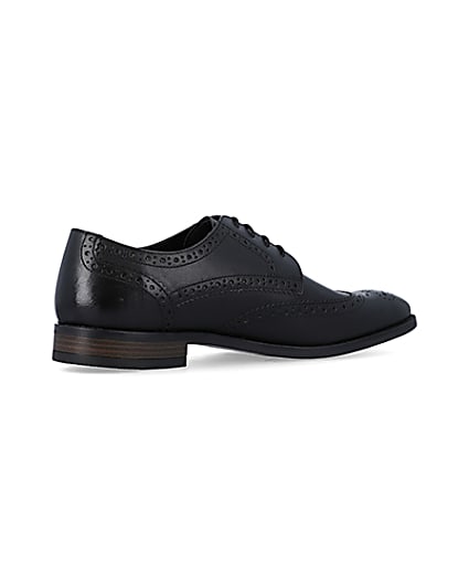 360 degree animation of product Black leather lace up brogue derby shoes frame-13