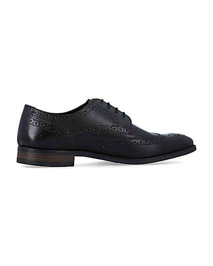 360 degree animation of product Black leather lace up brogue derby shoes frame-14