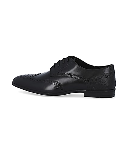 360 degree animation of product Black leather lace up brogue derby shoes frame-4