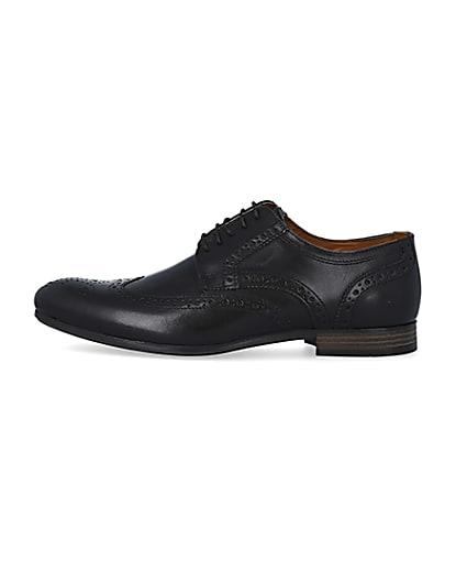 360 degree animation of product Black leather lace up brogue shoes frame-3