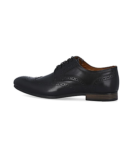 360 degree animation of product Black leather lace up brogue shoes frame-4