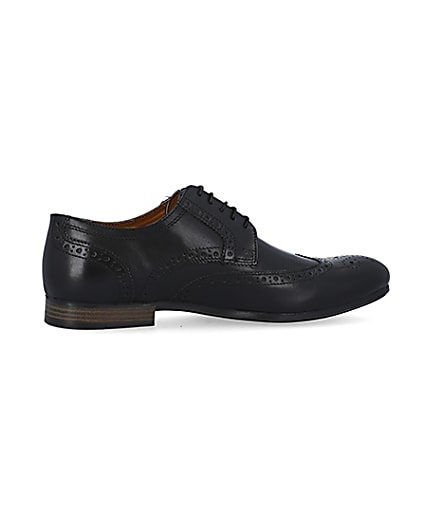 360 degree animation of product Black leather lace up brogue shoes frame-14