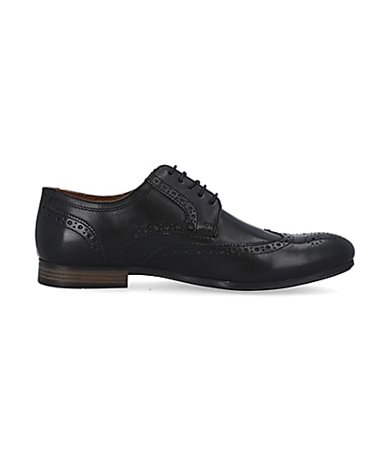 360 degree animation of product Black leather lace up brogue shoes frame-15