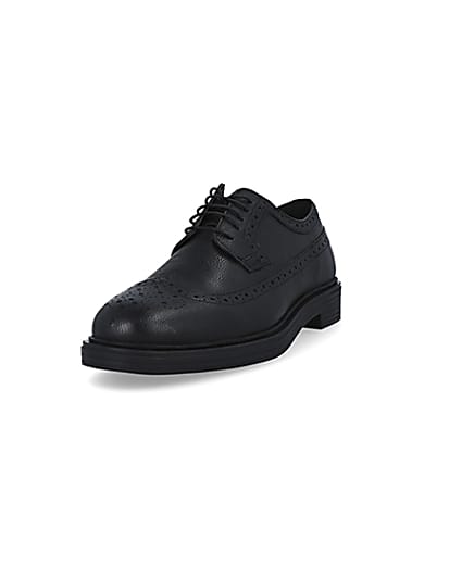 360 degree animation of product Black leather lace up brogue shoes frame-2