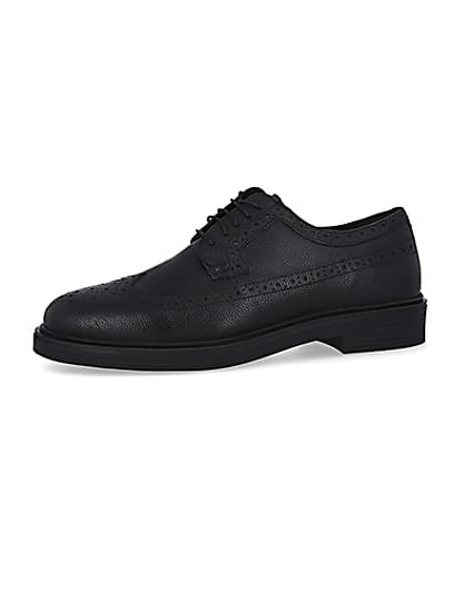 360 degree animation of product Black leather lace up brogue shoes frame-5