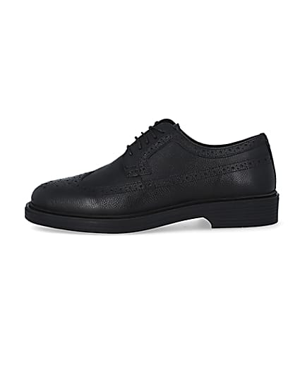 360 degree animation of product Black leather lace up brogue shoes frame-6