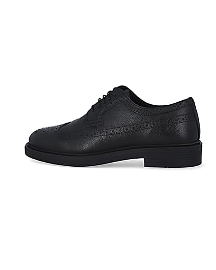360 degree animation of product Black leather lace up brogue shoes frame-7