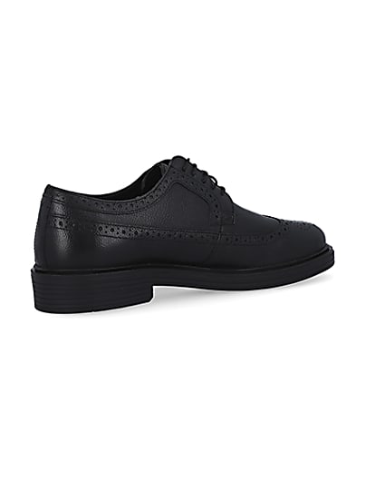 360 degree animation of product Black leather lace up brogue shoes frame-16