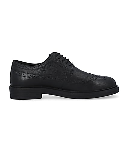 360 degree animation of product Black leather lace up brogue shoes frame-18
