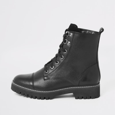 river island black leather boots