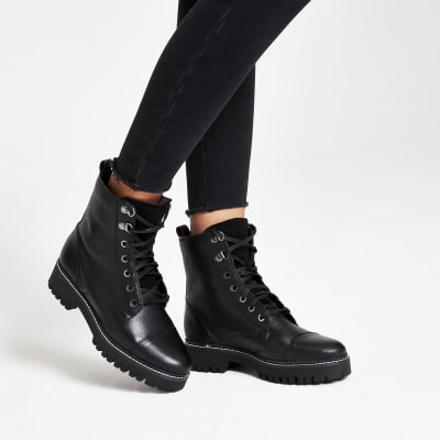 lace up boots black leather