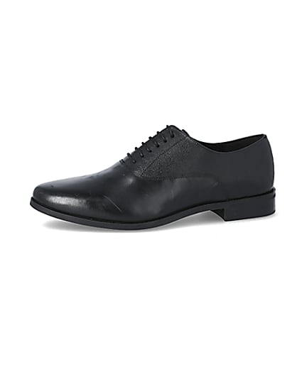 360 degree animation of product Black leather lace-up Oxford brogues frame-2