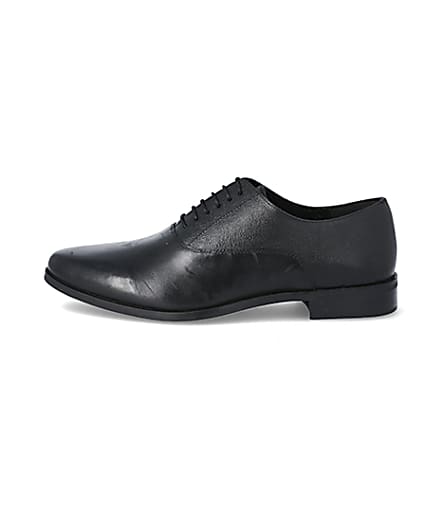 360 degree animation of product Black leather lace-up Oxford brogues frame-3