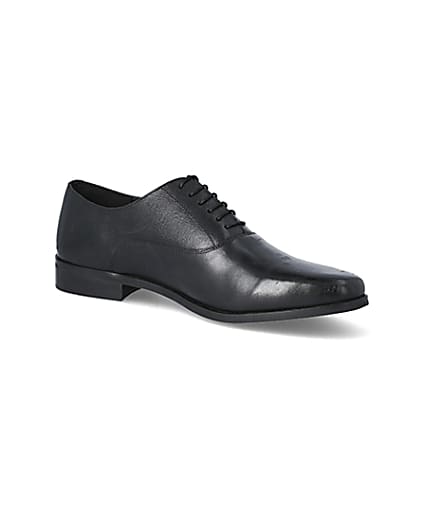 360 degree animation of product Black leather lace-up Oxford brogues frame-17
