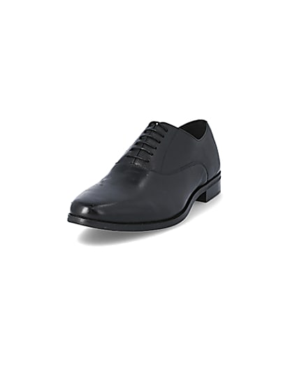 360 degree animation of product Black leather lace-up Oxford brogues frame-23