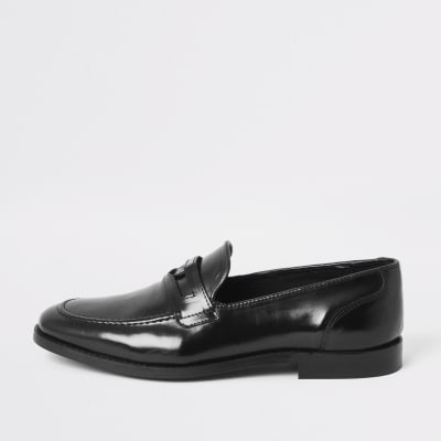 Black leather loafers