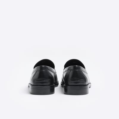 Black leather loafers River Island