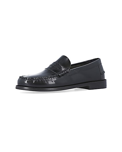 360 degree animation of product Black Leather Loafers frame-1