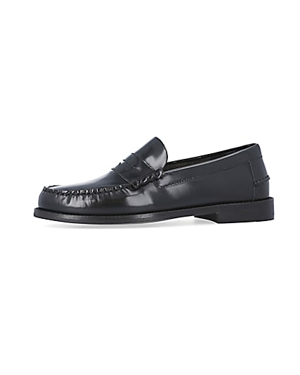360 degree animation of product Black Leather Loafers frame-2