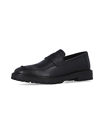 360 degree animation of product Black Leather Loafers frame-1