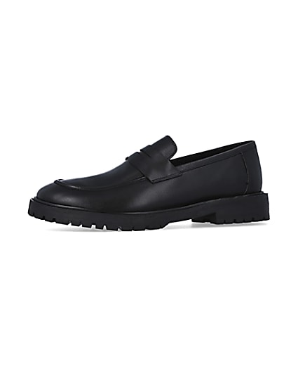 360 degree animation of product Black Leather Loafers frame-2