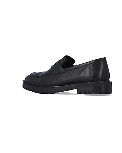 360 degree animation of product Black Leather Loafers frame-5